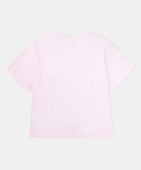 Camiseta Manga Corta Para Niña En Rib Color Rosado