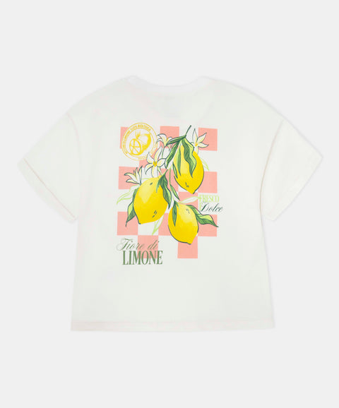 Camiseta Manga Corta Para Niña En Tela Suave Color Marfil