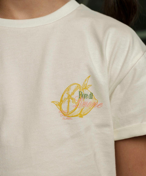 Camiseta Manga Corta Para Niña En Tela Suave Color Marfil