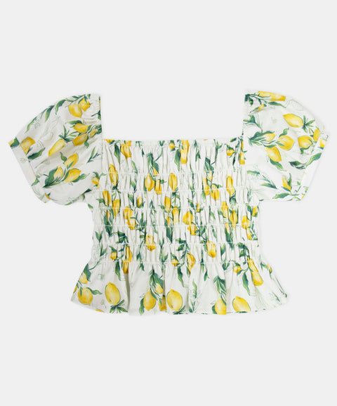 Conjunto Blusa Y Falda Para Niña Color Marfil Estampado