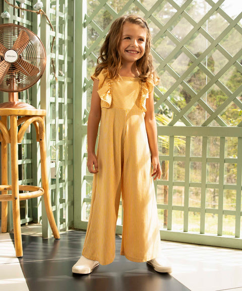 Jumpsuit Largo Para Bebé Niña Color Amarillo