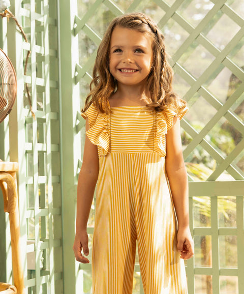 Jumpsuit Largo Para Bebé Niña Color Amarillo