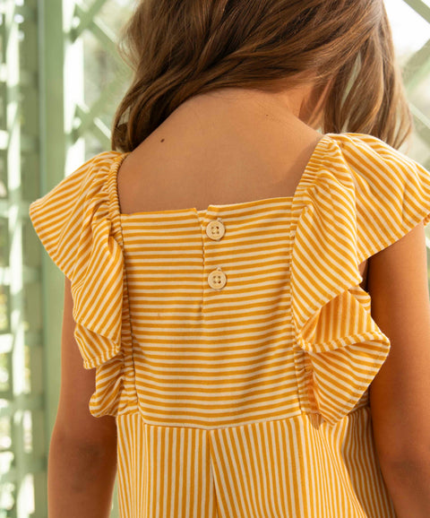 Jumpsuit Largo Para Bebé Niña Color Amarillo