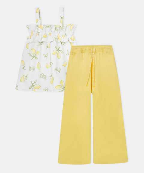Conjunto Blusa Y Pantalón Para Bebé Niña Color Marfil Y Amarillo