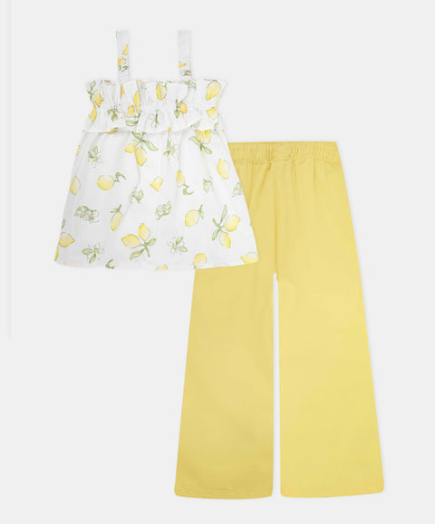 Conjunto Blusa Y Pantalón Para Bebé Niña Color Marfil Y Amarillo
