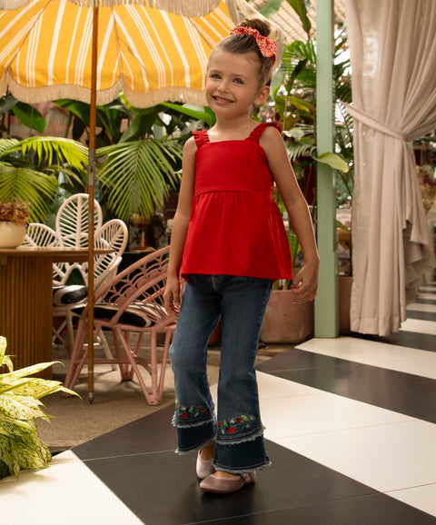Jean Wide Leg Para Bebé Niña En Denim Tono Medio