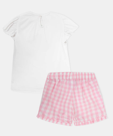Conjunto Camiseta Y Short Para Bebé Niña Color Rosado Y Blanco