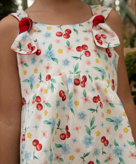 Vestido Corto Para Bebe Niña Color Marfil Estampado