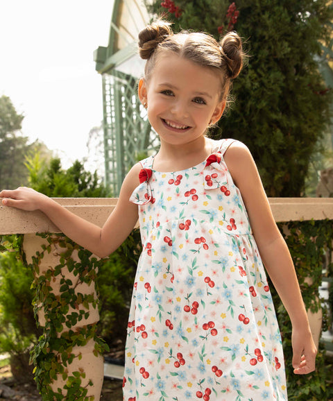 Vestido Corto Para Bebe Niña Color Marfil Estampado