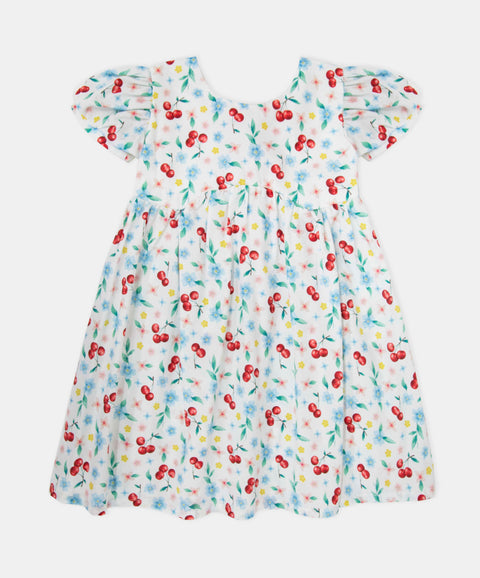 Vestido Corto Para Bebe Niña Color Marfil Estampado