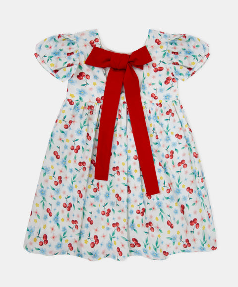 Vestido Corto Para Bebe Niña Color Marfil Estampado