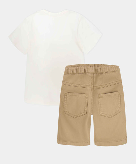 Conjunto De Camiseta Y Bermuda Para Bebé Niño Color Marfil