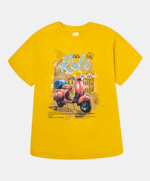 Camiseta Manga Corta Para Niño En Tela Suave Color Ocre