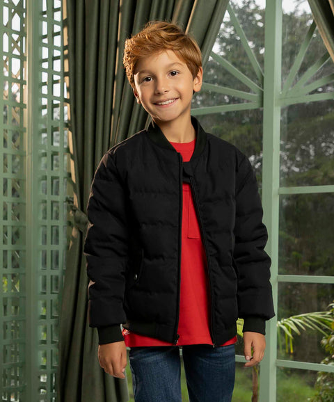 Chaqueta Acolchada Para Niño Color Negro
