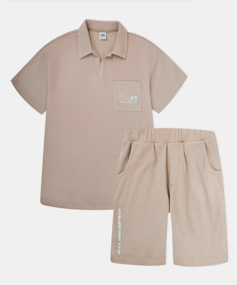 Conjunto De Camiseta Polo Y Bermuda Para Niño Color Arena