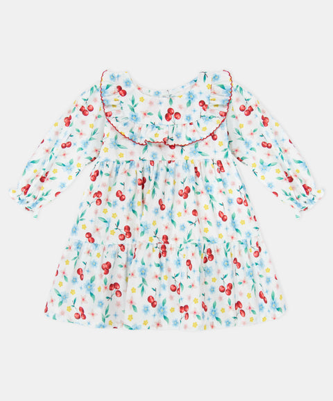 Vestido Manga Larga Para Recién Nacida En Tela Suave Color Marfil