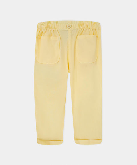 Conjunto Camiseta Manga Corta Y Pantalón Para Recién Nacida Color Amarillo Y Blanco