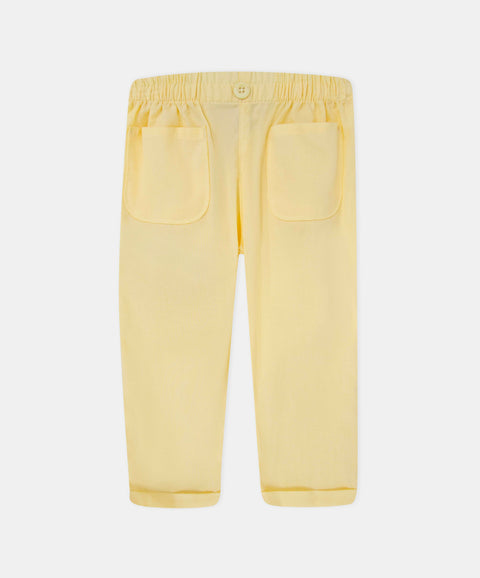 Conjunto Body Manga Larga Y Pantalón Para Recién Nacida Color Amarillo Y Blanco