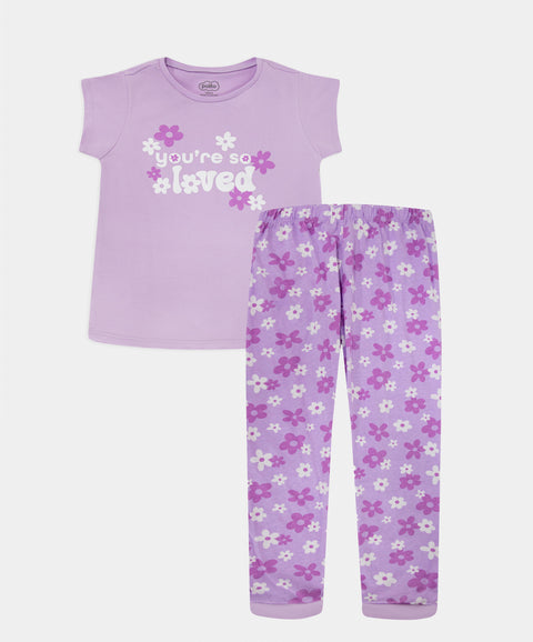Pijama Manga Corta Y Pantalón Para Niña Color Lila