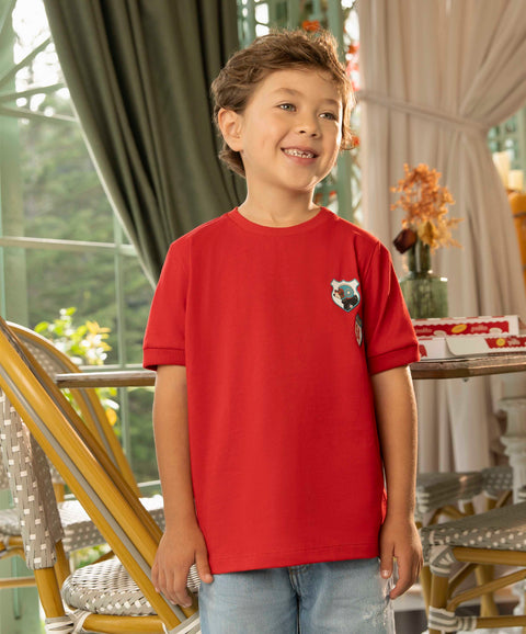 Camiseta Manga Corta Para Bebe Niño En Tela Suave Color Rojo Vino