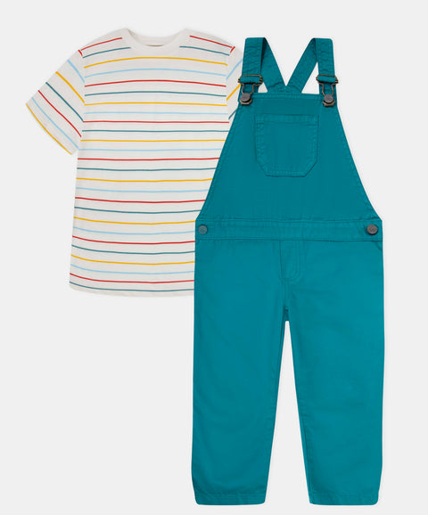 Conjunto Overol Largo Y Camiseta Para Bebé Niño Color Jade