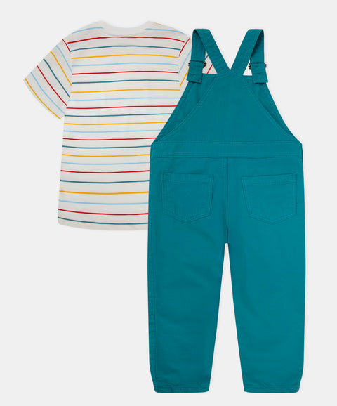 Conjunto Overol Largo Y Camiseta Para Bebé Niño Color Jade