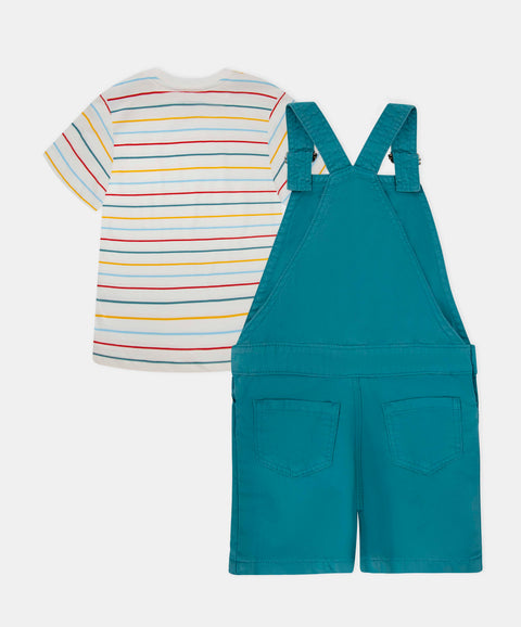 Conjunto Overol Corto Y Camiseta Para Bebé Niño Color Jade
