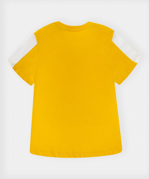 Camiseta Manga Corta Para Bebe Niño En Tela Suave Color Ocre