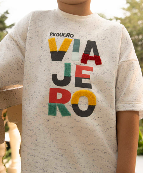 Camiseta Manga Corta Para Bebe Niño En Tela Suave Color Blanco