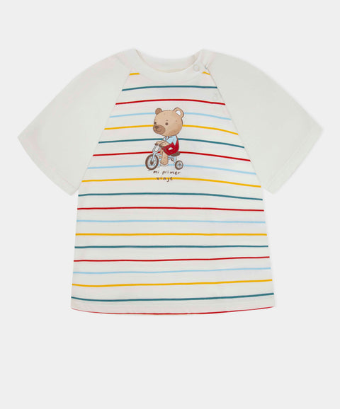 Conjunto Camiseta Y Pantalón Para Recién Nacido Color Marfil Y Rojo
