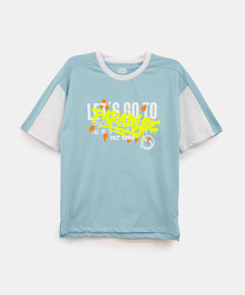 Camiseta Manga Corta Para Niño En Tela Suave Color Azul Claro