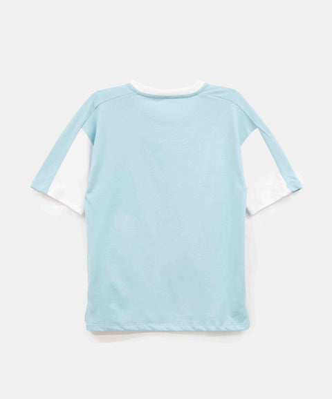 Camiseta Manga Corta Para Niño En Tela Suave Color Azul Claro