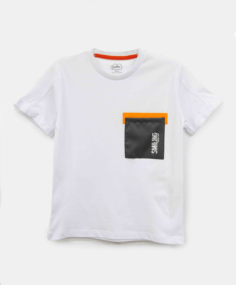 Camiseta Manga Corta Para Niño En Tela Suave Color Blanco