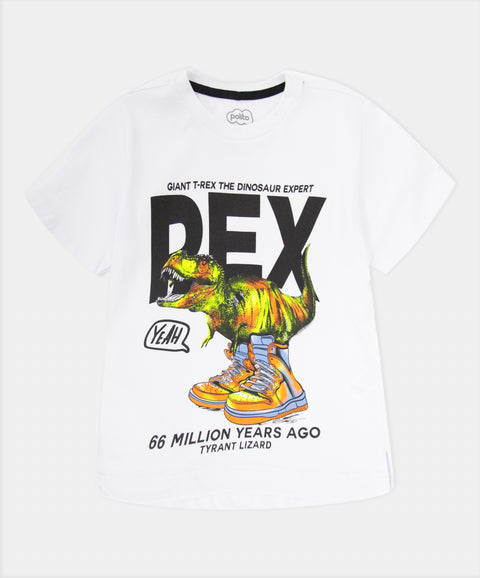 Camiseta Manga Corta Para Bebe Niño En Tela Suave Color Blanco