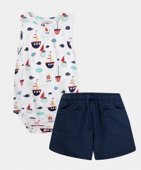 Conjunto Bermuda y Body Para Recién Nacido