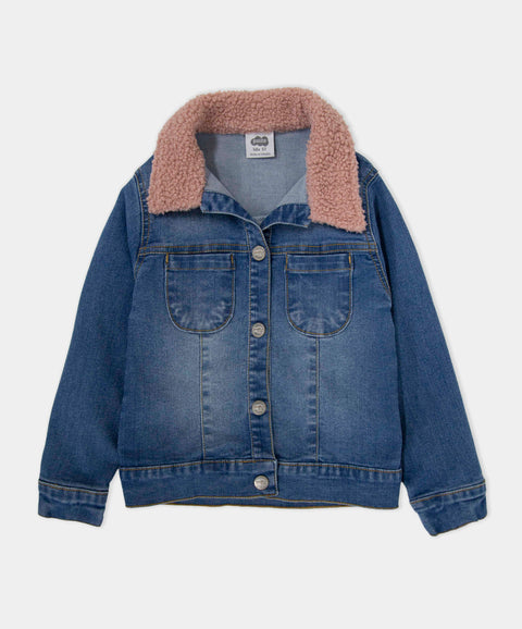 Chaqueta Para Bebé Niña En Denim Tono Medio