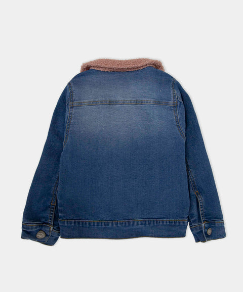 Chaqueta Para Bebé Niña En Denim Tono Medio