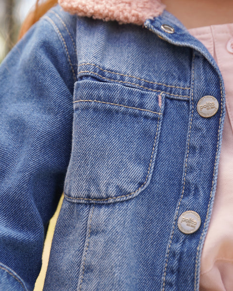 Chaqueta Para Bebé Niña En Denim Tono Medio