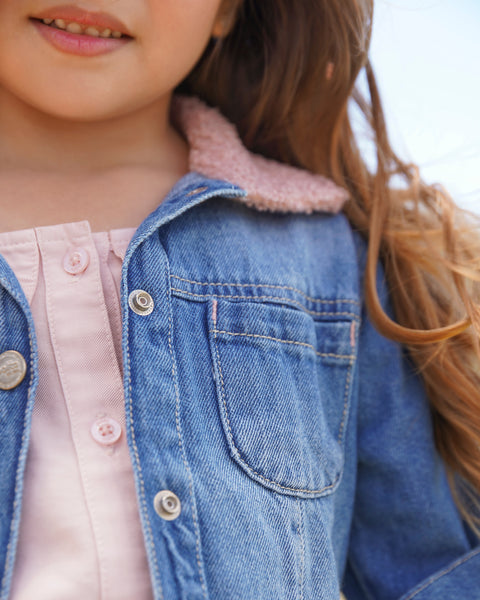 Chaqueta Para Bebé Niña En Denim Tono Medio