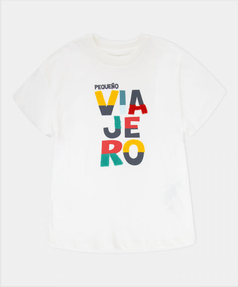 Camiseta Manga Corta Para Bebe Niño En Tela Suave Color Marfil