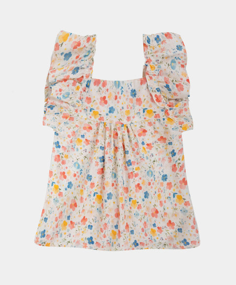 Conjunto Blusa Y Short Para Bebé Niña Color Marfil Estampada