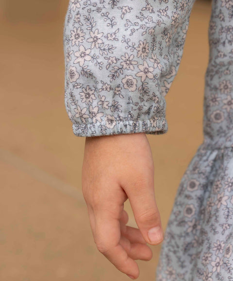 Vestido Corto Manga Larga Para Bebé Niña Color Azul Estampado