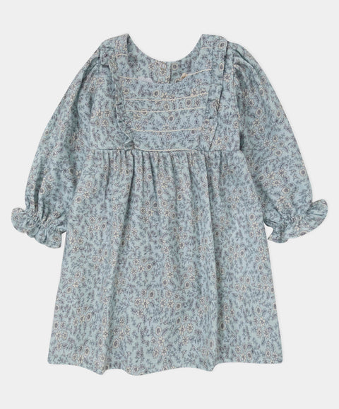 Vestido Manga Larga Para Recién Nacida En Tela Suave Color Azul