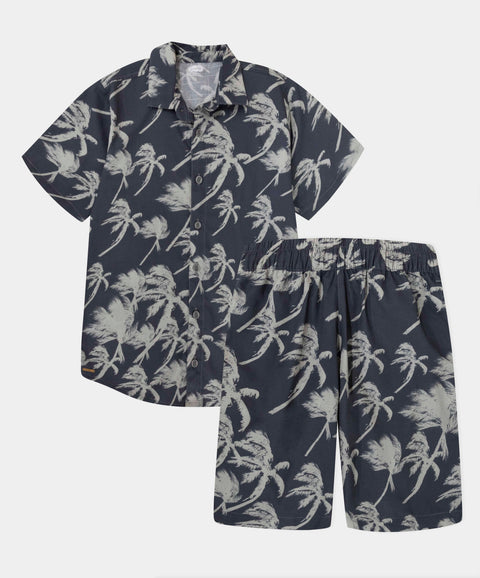 Conjunto De Camisa Y Bermuda Para Niño En Algodón Color Gris Oscuro