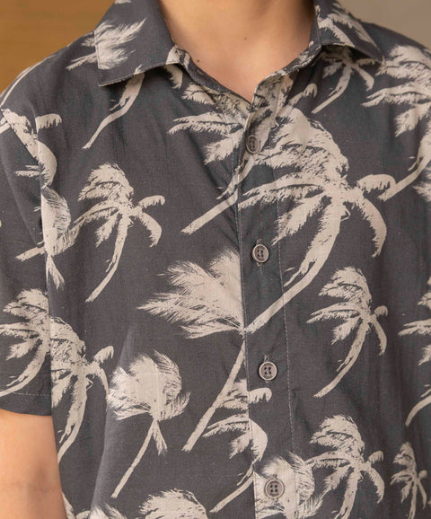 Conjunto De Camisa Y Bermuda Para Niño En Algodón Color Gris Oscuro