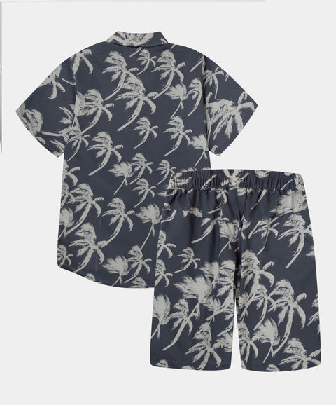 Conjunto De Camisa Y Bermuda Para Niño En Algodón Color Gris Oscuro