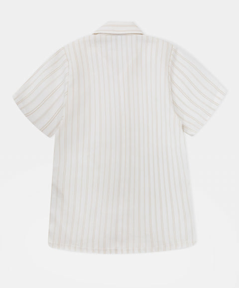 Conjunto De Camisa Y Bermuda Para Niño En Algodón Color Marfil Con Rayas
