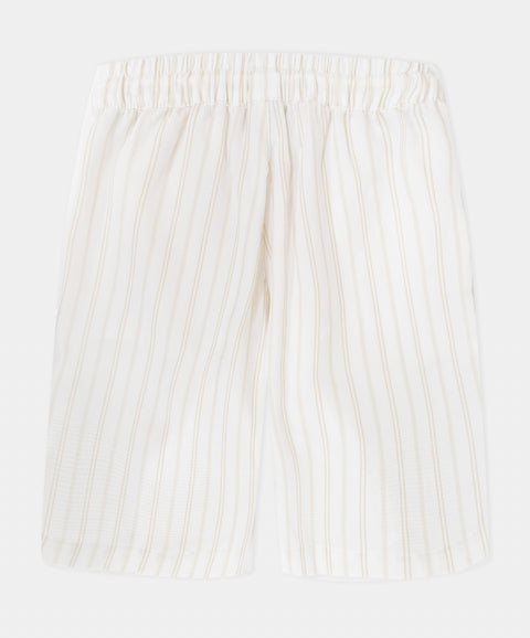 Conjunto De Camisa Y Bermuda Para Niño En Algodón Color Marfil Con Rayas