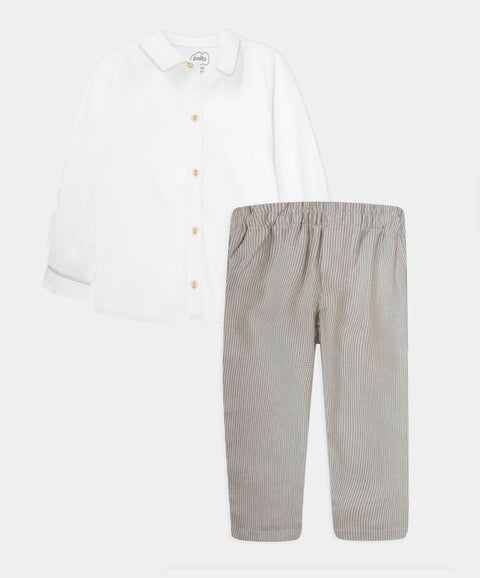 Set Ocasión Especial Camisa Y Pantalón Para Recién Nacido Color Blanco