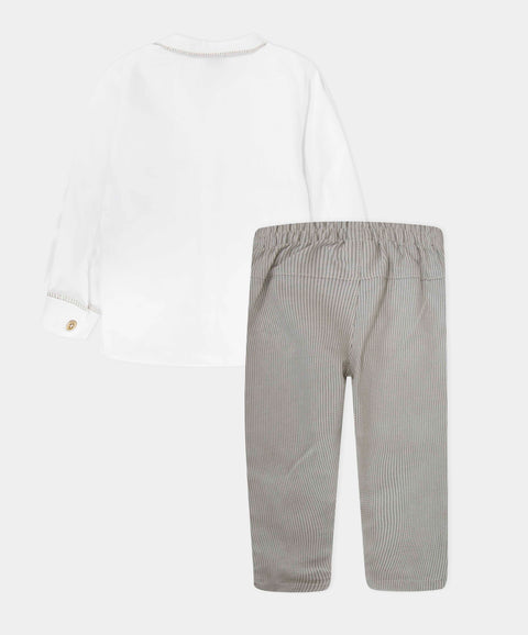 Set Ocasión Especial Camisa Y Pantalón Para Recién Nacido Color Blanco